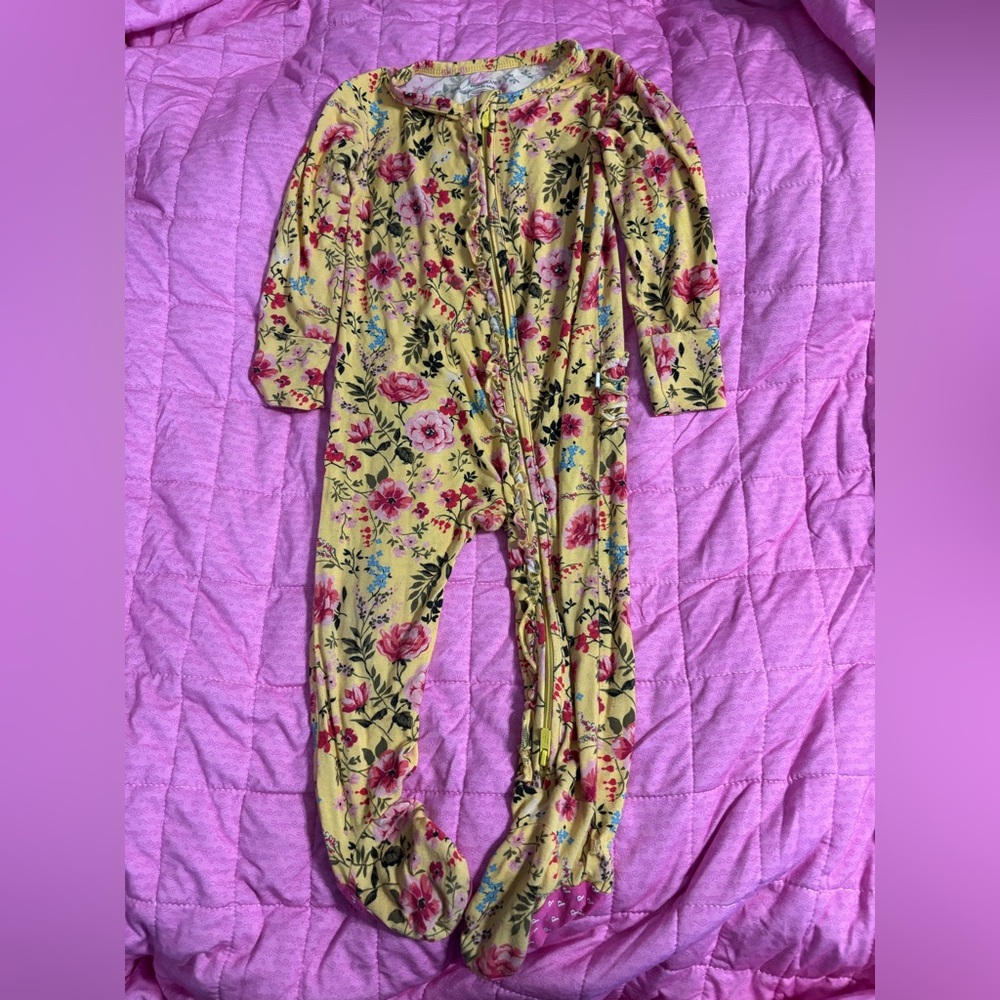 Posh Peanut Yellow Floral Footie sleeper-Kina